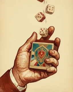 A hand tossing dice out of a box